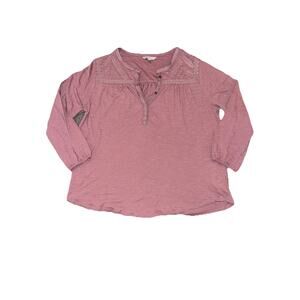 Lucky Brand Womens Pink Shirt Button Up Long Sleeve Crew Neck Size L Barbie